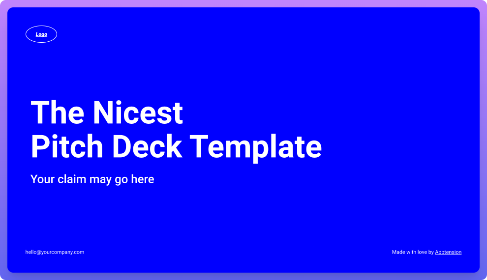 "The Nicest Pitch Deck Template" cover slide by Apptension