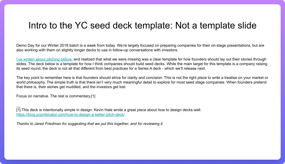 YC Pitch Deck Template