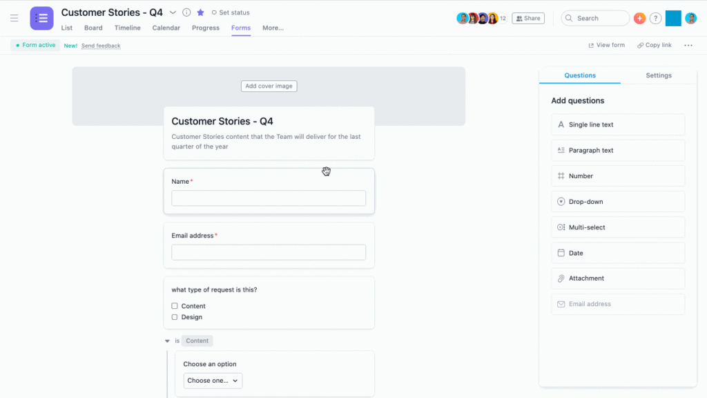 asana forms and workflow review